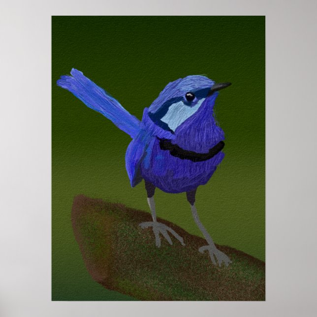 POSTER PINTURA DE AVES AZUL (Frente)