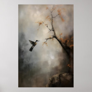 Poster Pintura de Beija-flor Etéreo Parede de Pássaro Vin