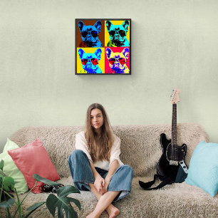Poster Pintura de buldogue francês no estilo pop art