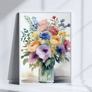 Poster Pintura de Buquê Floral em Aquarela
