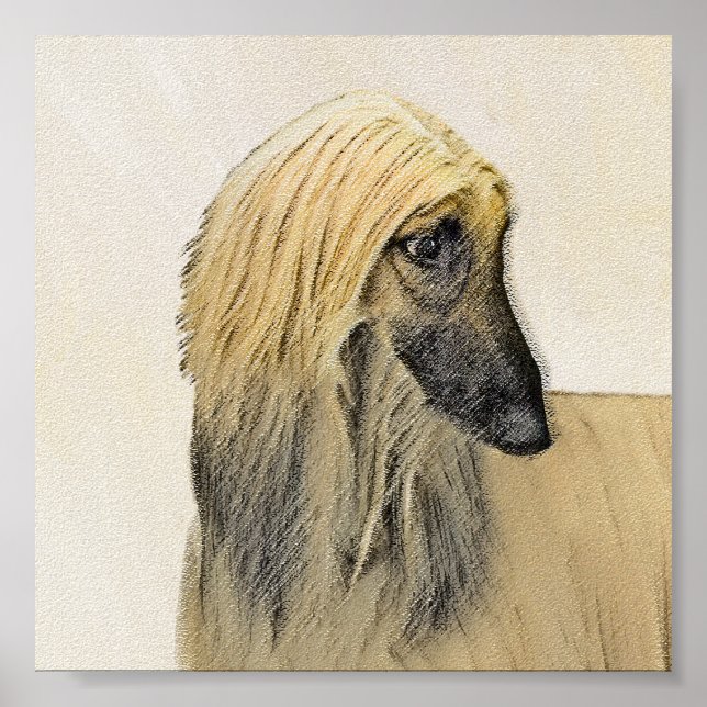 Póster Pintura de Cachorro Afegão - Arte de Cachorro Orig (Frente)