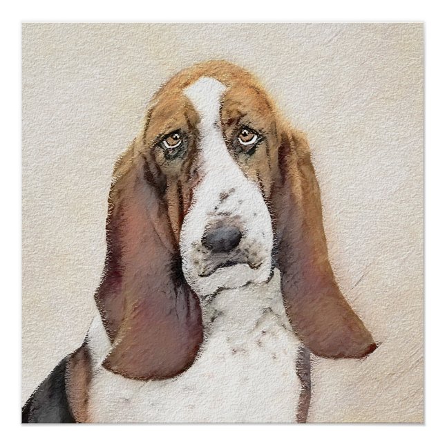 Póster Pintura de Cachorro Basset - Arte de Cachorro Orig (Frente)