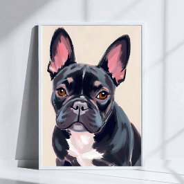 Poster Pintura de Cachorro Bulldog Francês