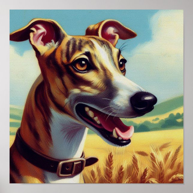 Poster Pintura de Cachorro de Bippete Retro (Frente)