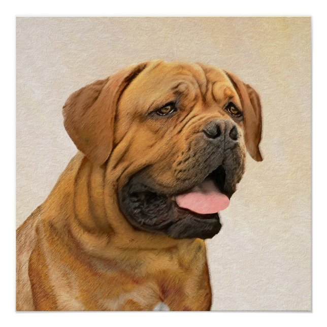 Póster Pintura de Cachorro de Bordéus - Arte Cachorra Ori (Frente)
