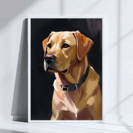 Poster Pintura de Cachorro Labrador Retriever Amarelo