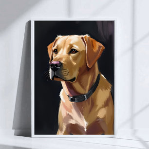Poster Pintura de Cachorro Labrador Retriever Amarelo