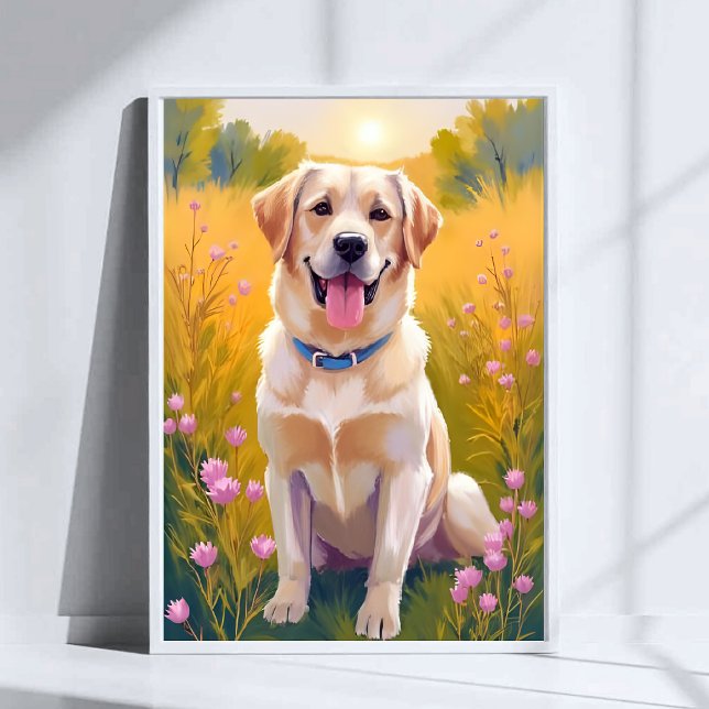 Poster Pintura de Cachorro Labrador Retriever Amarelo Ani (Criador carregado)