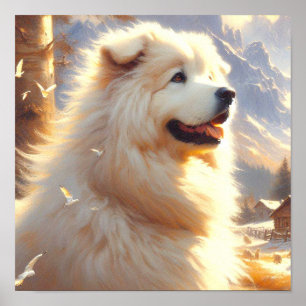Poster Pintura de cães em Pirenéus Excelentes Vintage