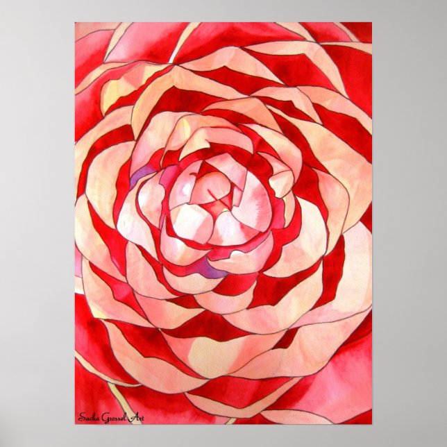 Póster Pintura de Camellia abstrato (Frente)