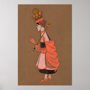 Poster Pintura de Caráter da Floresta de Alice e Maravil