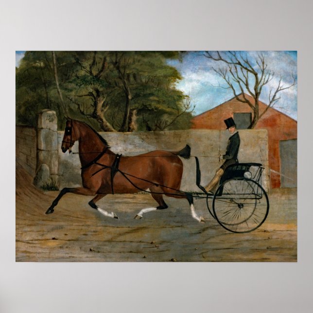 Poster Pintura de Carruagem de Cavalo Vintage (Frente)