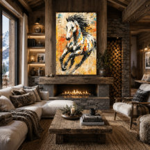 Pintura de Cavalo Expressionista Abstrata Dinâmica