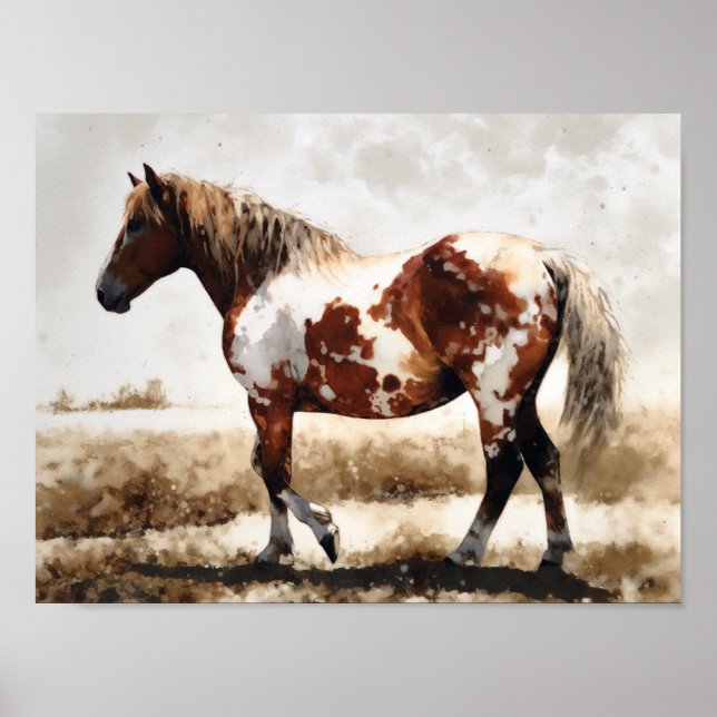 Poster Pintura de cavalo Mustang Pinto (Frente)