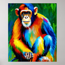Pintura de chimp | Decoração Doméstica, Arco-Íris 