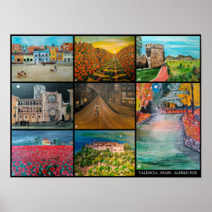 Poster Pintura de Colagem de Espanhas de Valencia por Alf