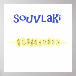 Poster pintura de comida em souvlaki greek