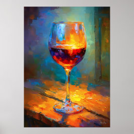 Poster Pintura de Copo de Vinho Impressionista Arte de Am