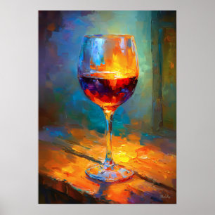 Poster Pintura de Copo de Vinho Impressionista Arte de Am