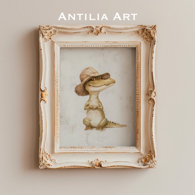 Poster Pintura de Crocodilo Jacaré Réptil Animal Selvagem (Criador carregado)