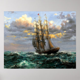 Póster pintura de embarcações de navegação 48