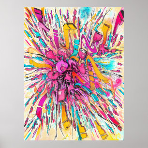 Poster Pintura de explosão de grafite robô