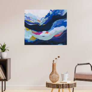 Poster Pintura de Expressionismo Abstrato Azul Moderno