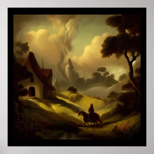 Poster Pintura de fantasia 2 - Paisagem medieval (Frente)