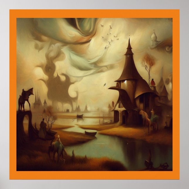 Poster Pintura de fantasia 3 - Paisagem medieval (Frente)