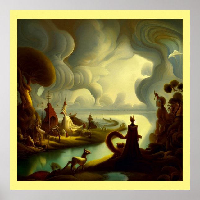 Poster Pintura de Fantasia 6 - Paisagem de Vila (Frente)