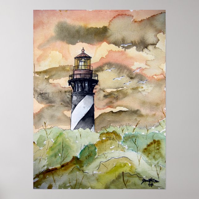 Poster pintura de farol de Augustine Florida (Frente)