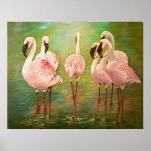 Poster Pintura de flamingos menores