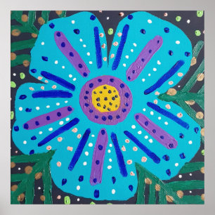 Poster Pintura de Flor Azul
