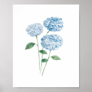 Poster Pintura de Flor de Hortênsia Azul Praia