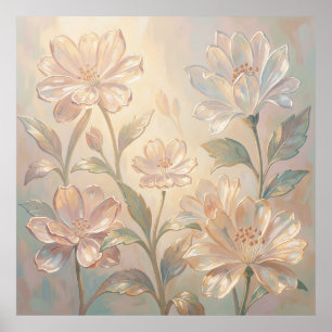 Poster Pintura de Flor de Nascimento em Pastel Suave