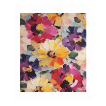 Pintura de Flores Abstratas Expressivas