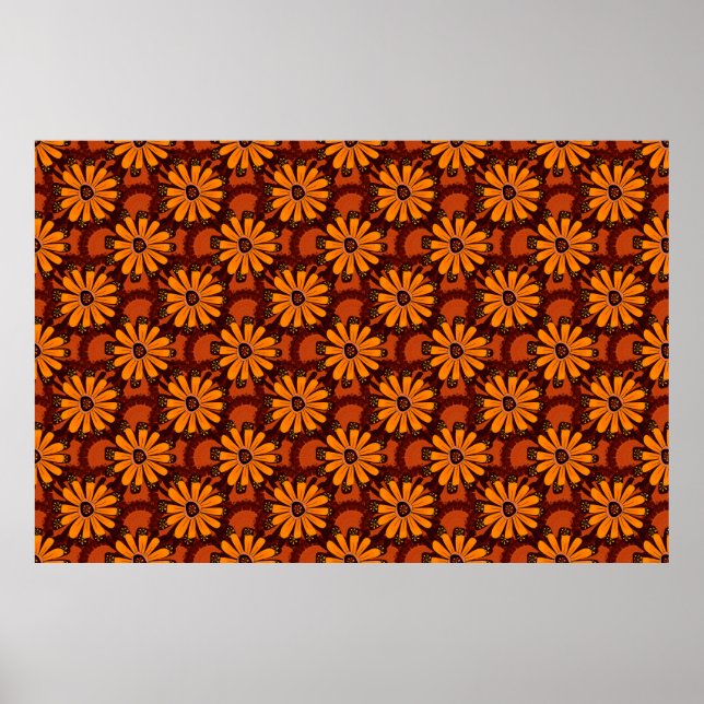 Poster Pintura de flores caindo, rabiscos, textura grunge (Frente)