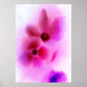 Poster Pintura de Flores de Gêmeos Roxos Rosa-Rosa