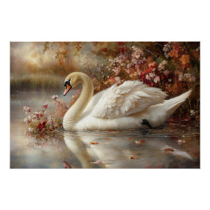Póster Pintura de Folhagem de Swan Pastel Autumn