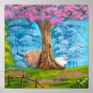 POSTER PINTURA DE FOLHAS DE VACA DE ALTA TERRA