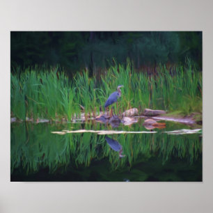 Poster Pintura de Foto Blue Heron Nature