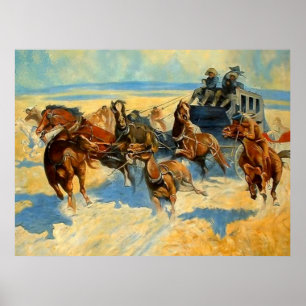 Póster Pintura de Frederic Remington "Derrubando a Lidera