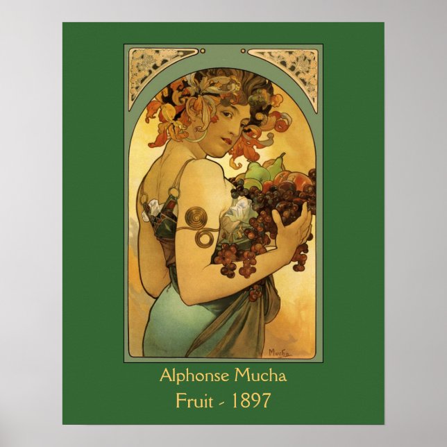 Póster Pintura de Fruta Alphonse Mucha (Frente)