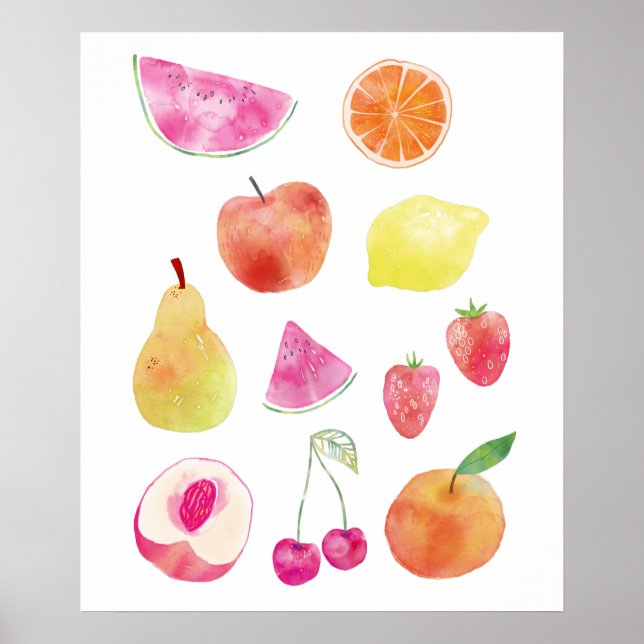 Poster Pintura de Fruta de Watecolor (Frente)