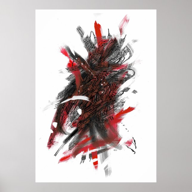 Poster Pintura de galáxia Techno (Frente)