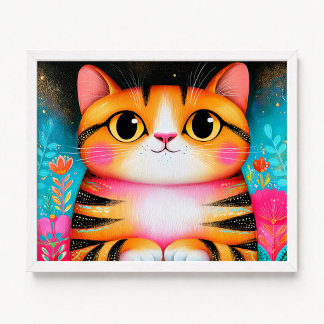 Poster Pintura de Gato Americano de Pelo Curto Laranja Fo