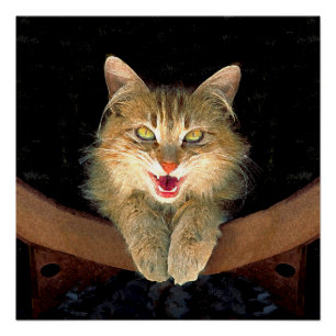 Póster Pintura De Gatos Loucos - Arte De Gato Original Bo