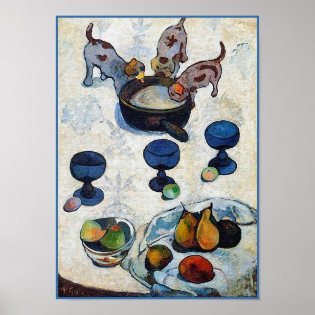 Poster Pintura de Gauguin: Vida Estática com 3 Cuppies (Frente)