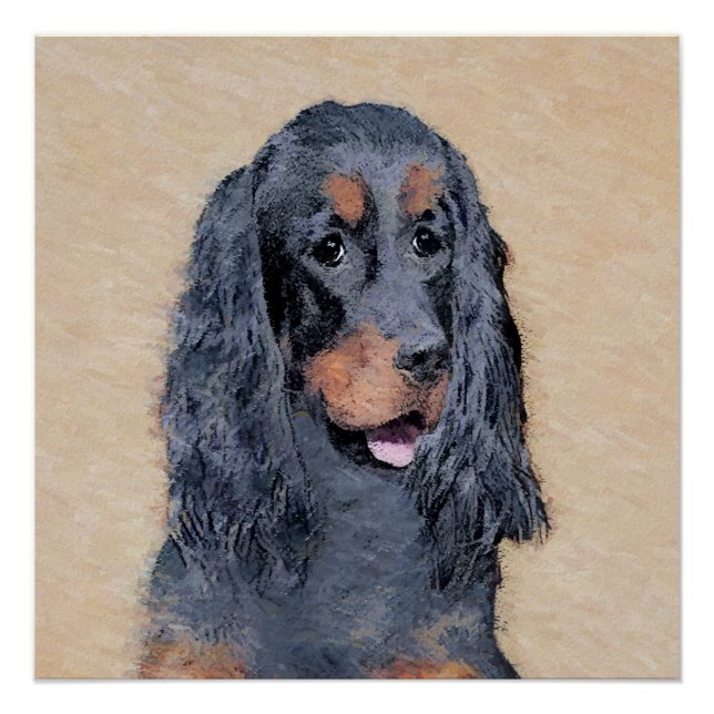 Póster Pintura de Gordon Setter - Arte de Cachorro Origin (Frente)