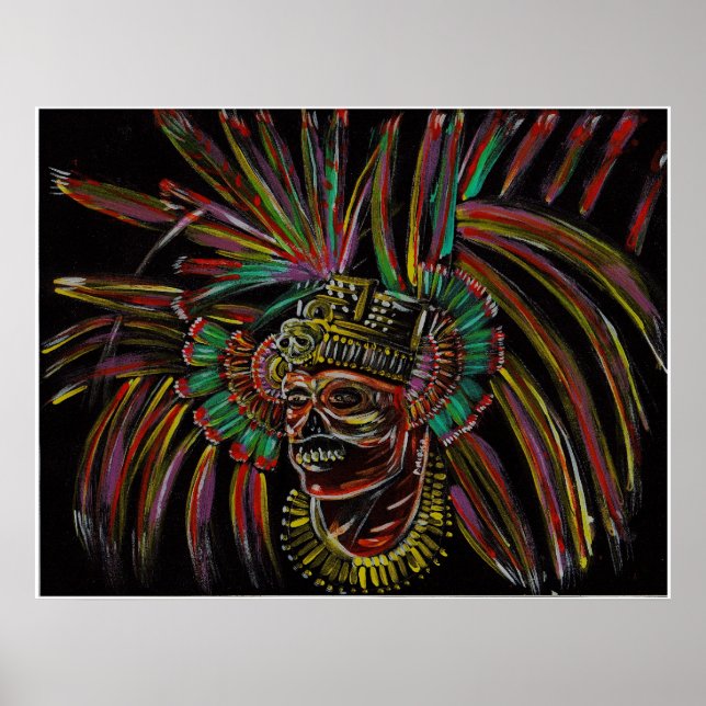 Póster pintura de guerreiro do crânio (Frente)